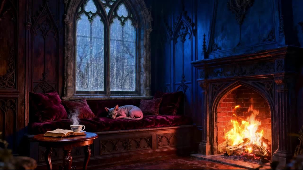 Gentle Rain & Fireplace Sounds | Perfect for Insomnia