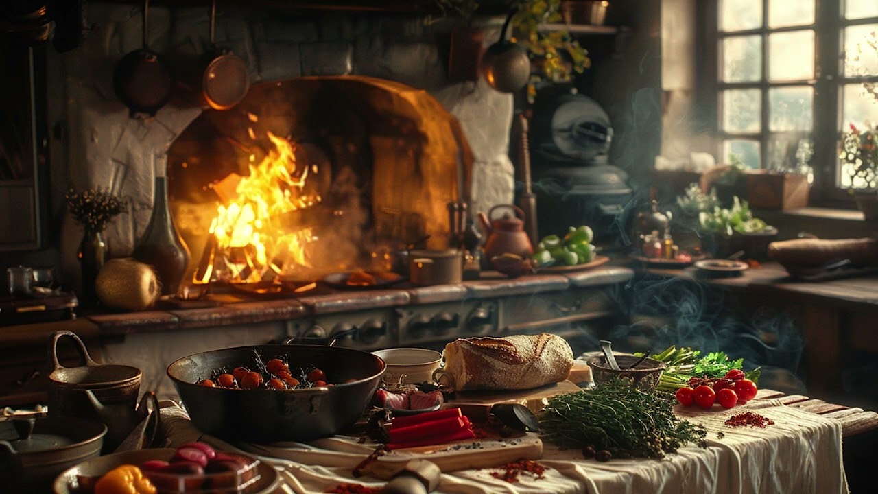 Sleep Peacefully with Kitchen Fireplace | Gentle Crackling Sounds for Comfort and Deep Rest