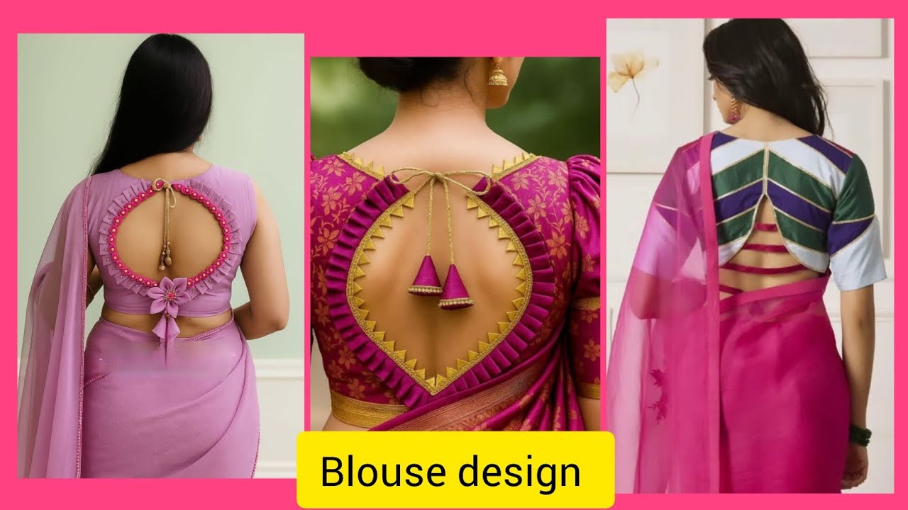 Party wear blouse design and back neck design 🥰🏵️🏵️💗💗 beautiful saree 💞#video#blouse #party 
