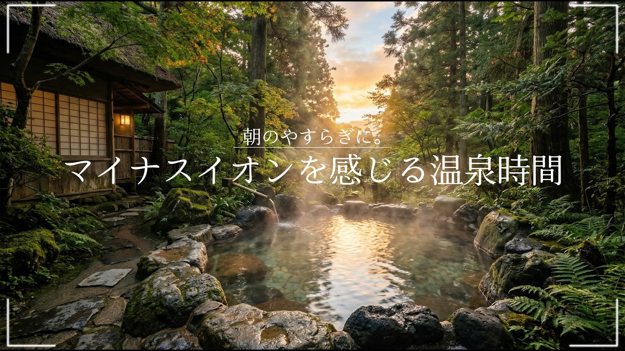 【環境音・ASMR】朝の温泉ヒーリングで自律神経を整える和風BGM｜作業・瞑想 Harp Onsen Relaxation｜疲労回復・自律神経回復