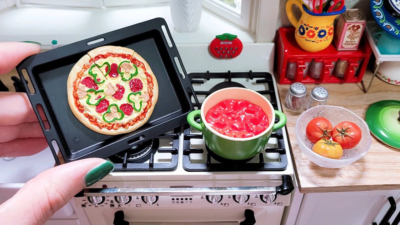 RE-MENT mini kitchen ❤️ miniature cooking Pizza 미니어처 피자 소꿉놀이 (ASMR)