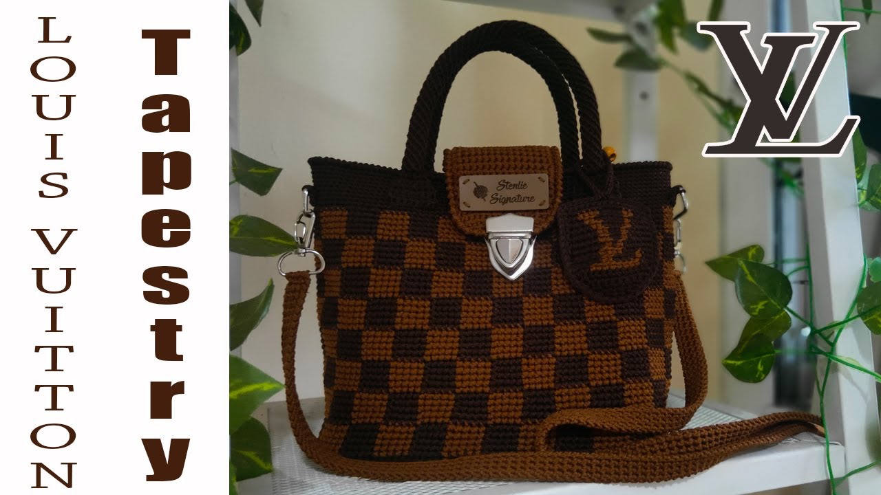 Tas Rajut Cantik Tapestry Louis Vuitton - Crochet Checkerboard pattern ala LV