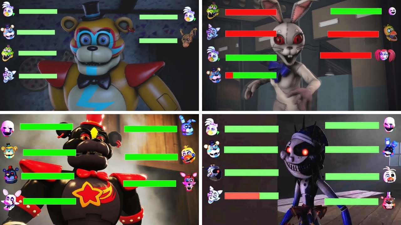 [SFM FNaF] Security Breach vs Top 10 FIGHT Animation With Healthbars