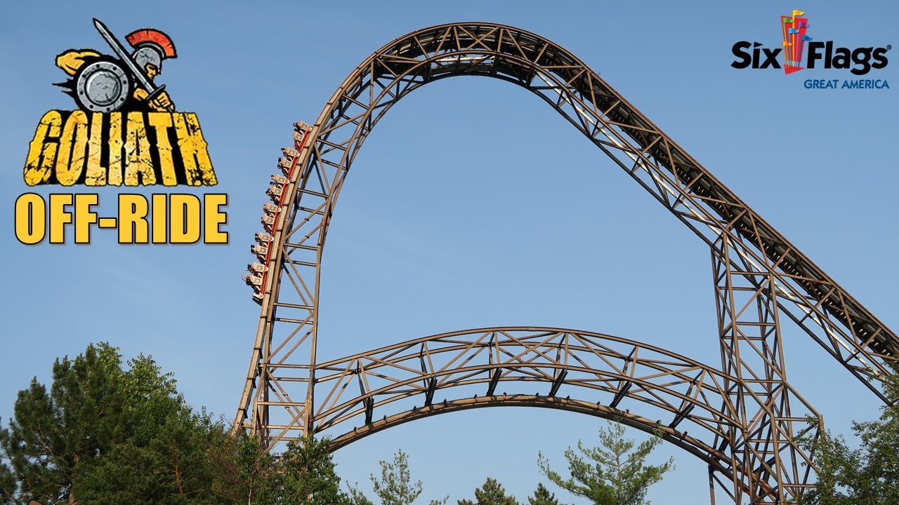 Goliath Off-Ride Footage, Six Flags Great America RMC Topper Track Wood Coaster | Non-Copyright