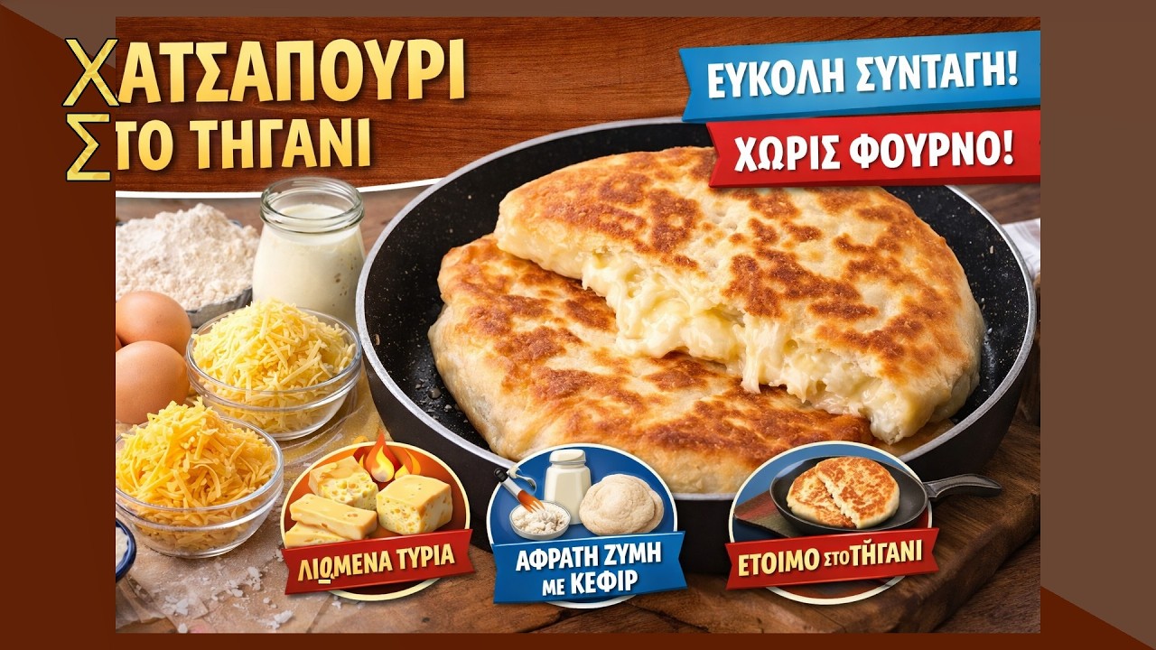 Τhecook.gr - Χατσαπούρι στο Τηγάνι | Πανεύκολη Συνταγή με Τυριά & Κεφίρ | Γεωργιανό Ψωμί