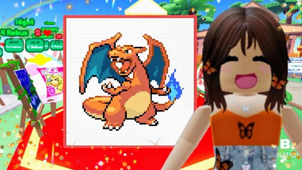 How To Draw Charizard On Starving Artist 🧡🔥 *Pixel art tutorial*