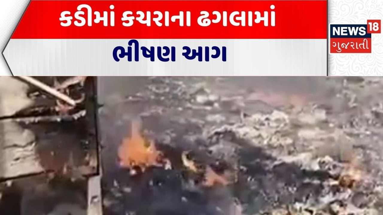 Kadi News | કડીમાં કચરાના ઢગલામાં ભીષણ આગ | Mehsana | Gujarat | Gujarati News | News 18 Gujarati