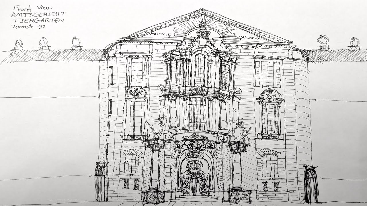 Amtsgericht Tiergarten, Berlin, (Freehand Sketch), Urban Sketch
