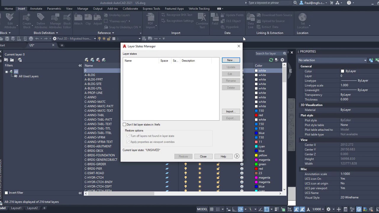 AutoCAD 2021 Layer States are available in XREFs