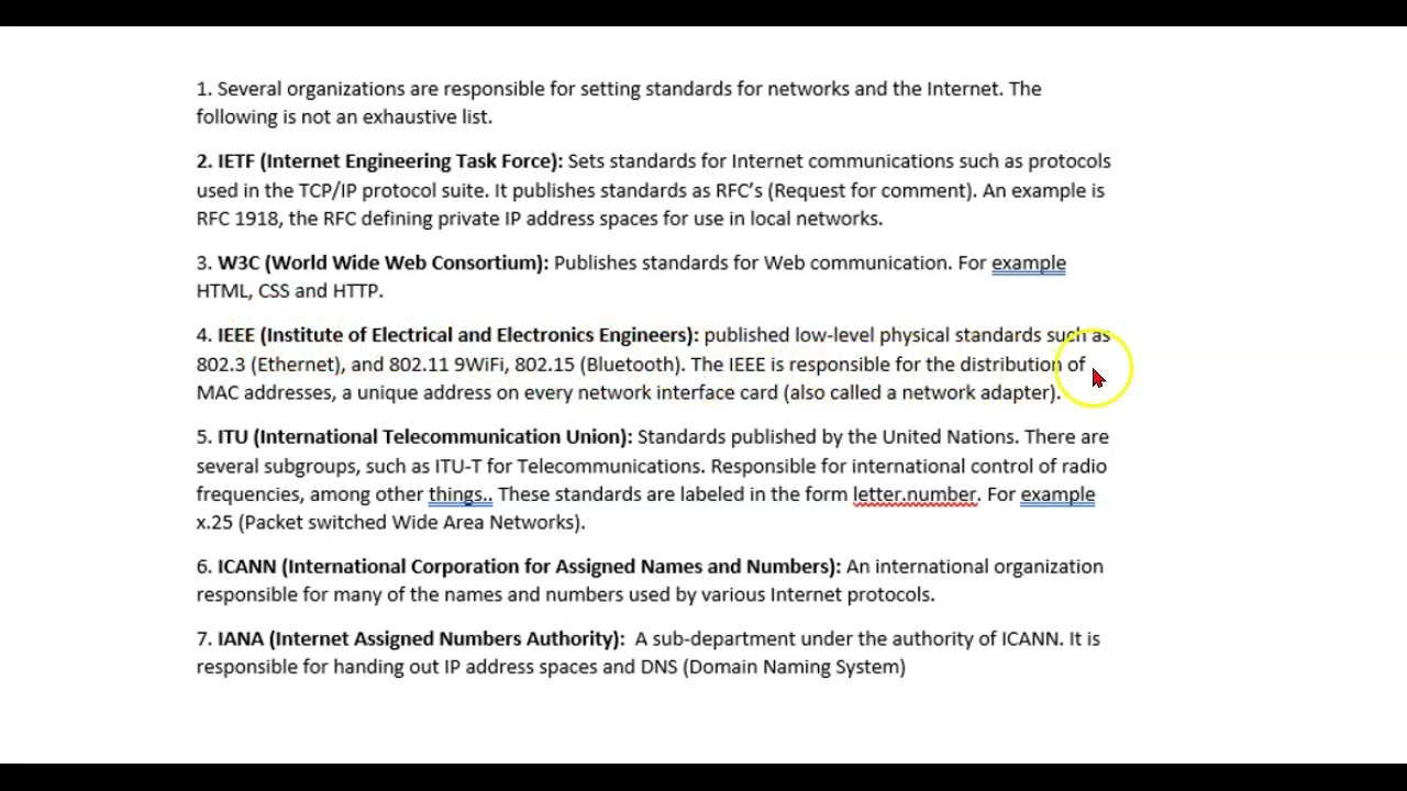 Standards organizations and the Internet