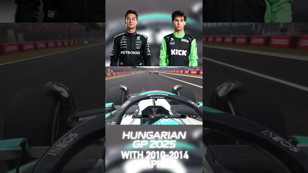 George Russell OVERTAKES Gabriel Bortoleto | 2025 Hungarian Grand Prix with 2010-2014 Graphics 