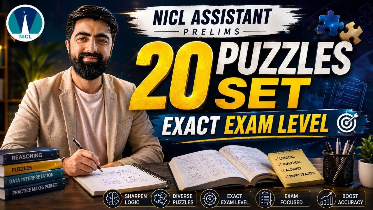 🚀NICL Assistant Prelims 2026 : 20 Puzzles Sets | Exact Exam Level | By Dhruva Sir