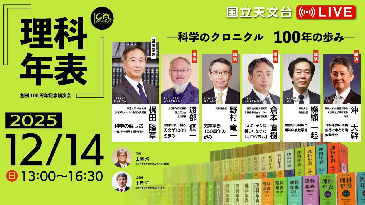 『理科年表』創刊100周年記念講演会 ―科学のクロニクル 100年の歩み―