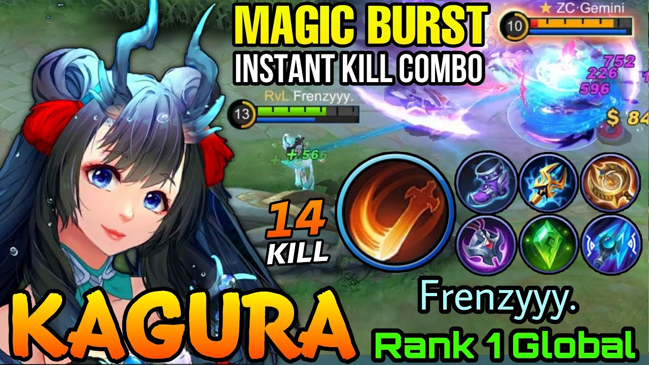 Insane Magic Burst Damage!! 14 Kills Kagura Soryu Maiden - Top 1 Global Kagura by Frenzyyy. - MLBB