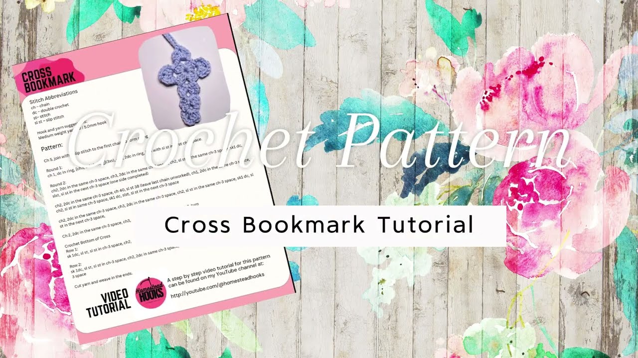 Crochet Cross Bookmark - Step by step tutorial