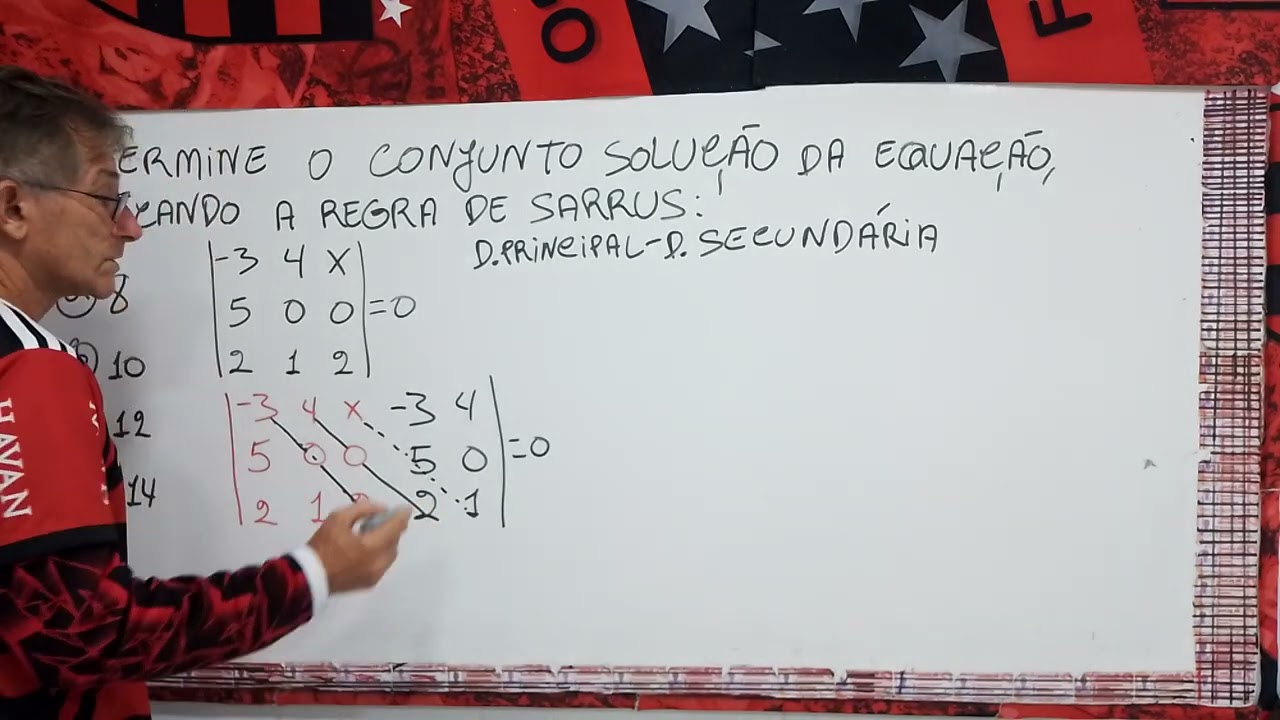 DETERMINANDO O CONJUNTO SOLUÇÃO DA EQUAÇÃO APLICANDO A REGRA DE SARRUS  0