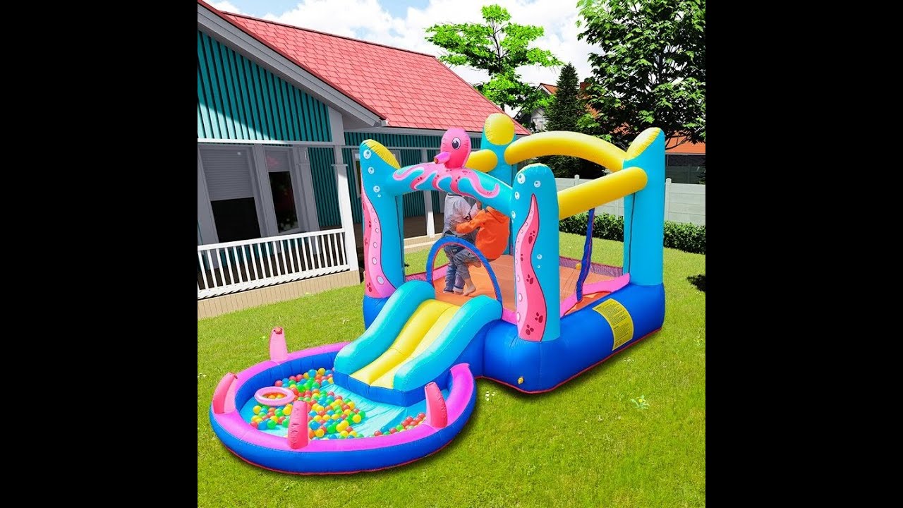 Octopus Bounce House - Inflatable Bouncer Jumper Water Slide With Air Blower Kids Outdoor Party Toys