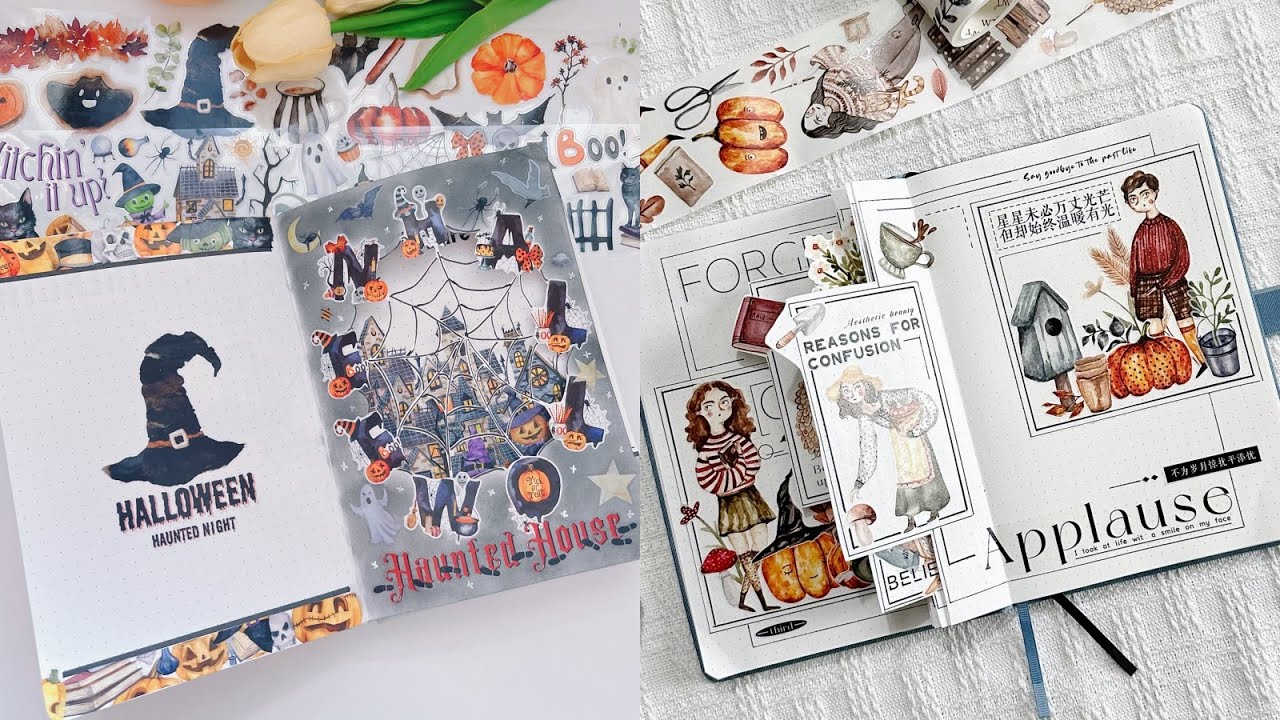 ASMR Aesthetic Journaling | Halloween Themed 🎃 | The Washi Tape Shop