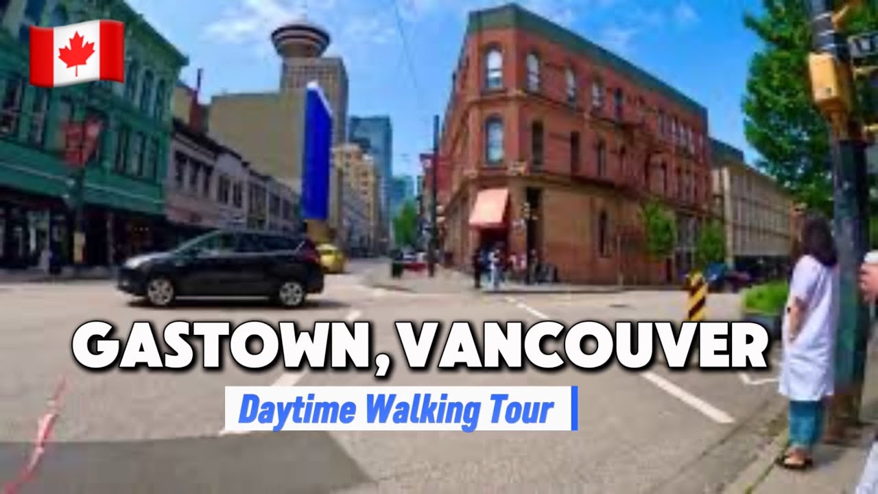 [4K]Downtown Vancouver Walk in the Morning ,Gastown to Canada Place (Binaural City Sounds)