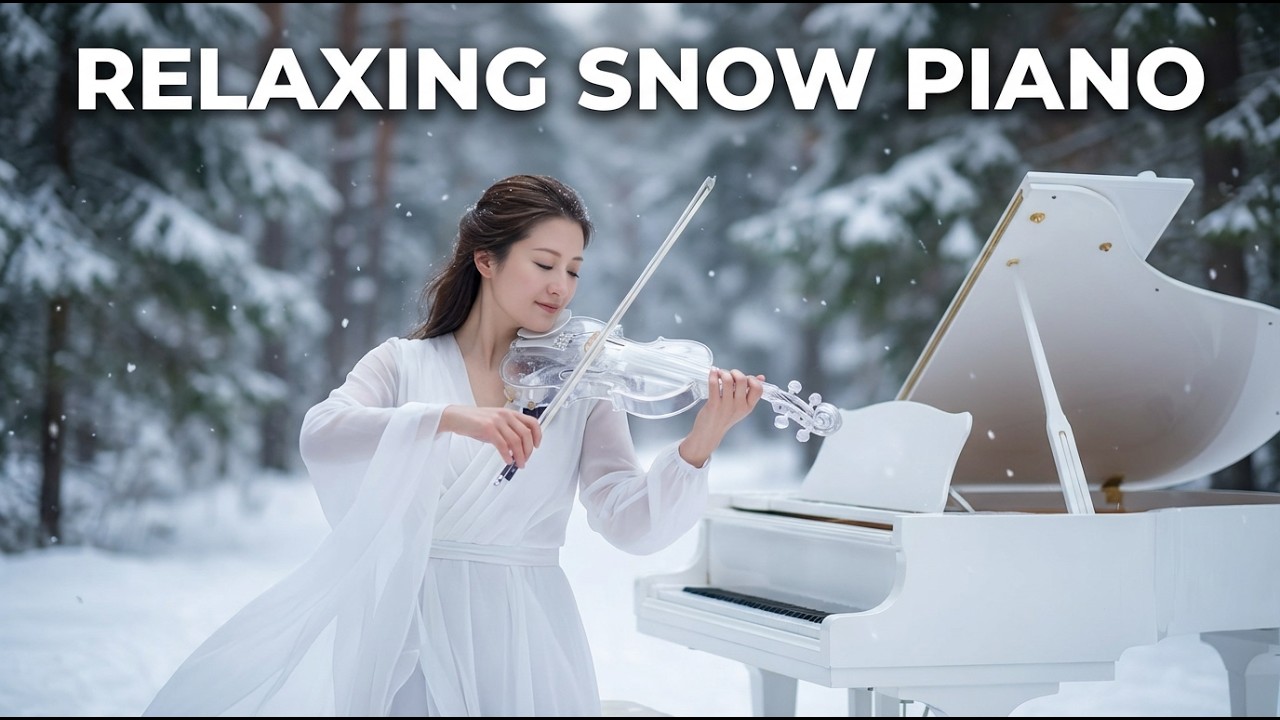Relaxing Piano & Violin Music | Gentle Snowfall Ambience for Focus and Rest
