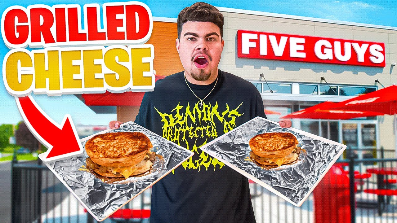 TRYING NEW FIVE GUYS GRILLED CHEESE BURGER