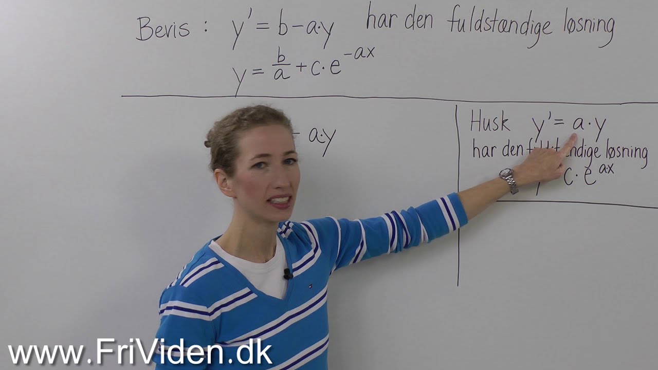 Bevis differentialligning forskudt eksponentiel vækst y'=b-ay
