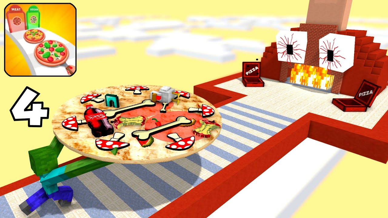 Minecraft Mobs : I WANT PIZZA RUNNER 4 CHALLENGE - Minecraft animation