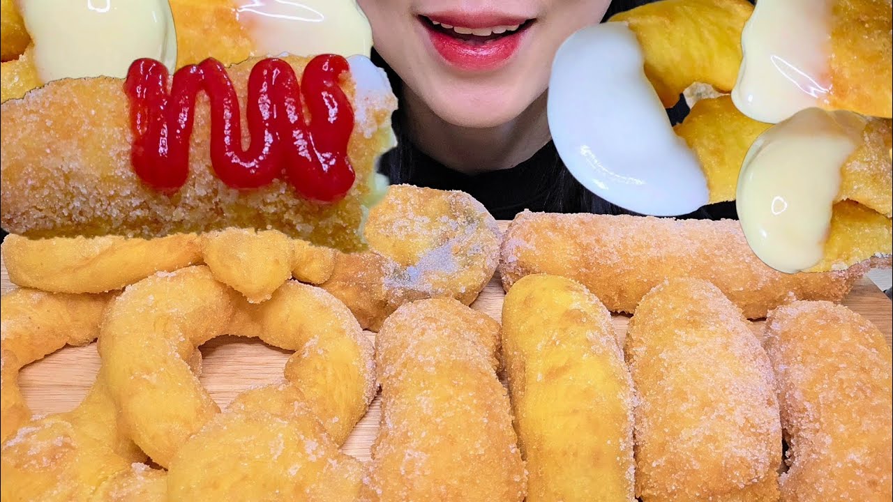 ASMR 도너츠 먹방) 바삭바삭 쫀득쪽득 설탕듬뿍 찹쌀 꽈배기, 치즈도넛 먹방 🥯🥯🫓