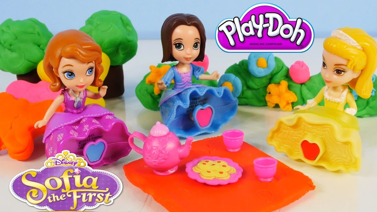 Play Doh Sofia The First Royal Tea Party At Play-Doh Enchanted Garden Disney Junior Princess Dolls