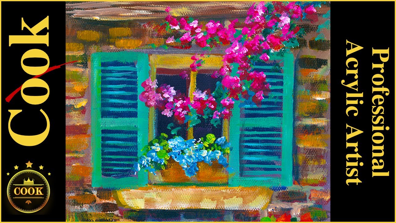 How to Paint a Tuscany Street Scene with Window and Flowers with Acrylics with Ginger Cook