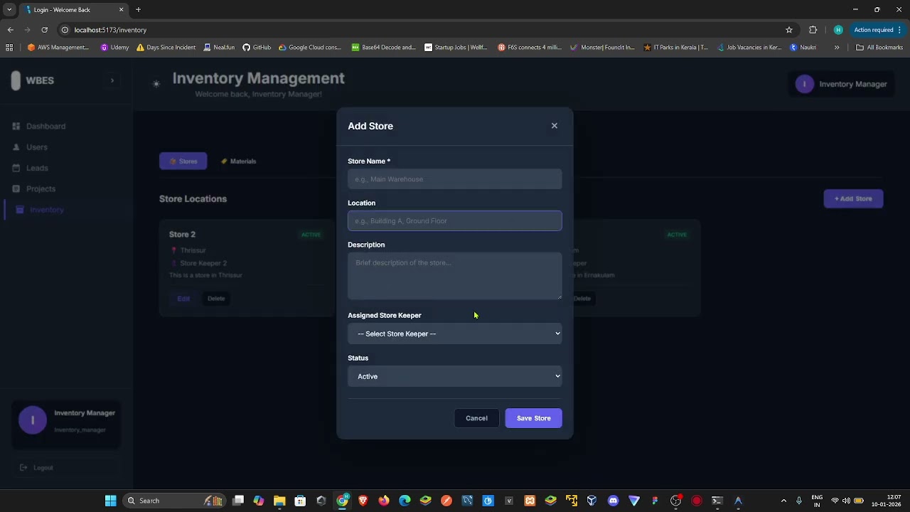 Inventory And Store Management