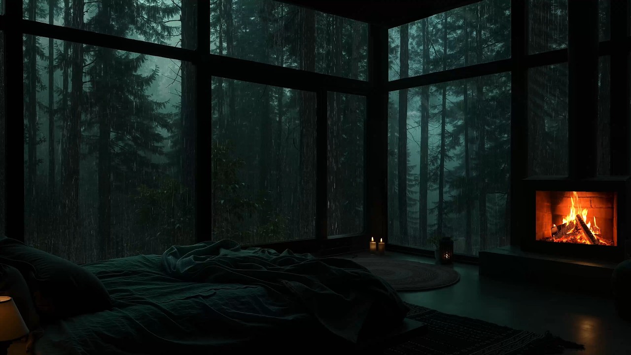 Rainy Night Ambiance Heavy Rain ⛈️ Stress Relief & Deep Sleep All Night