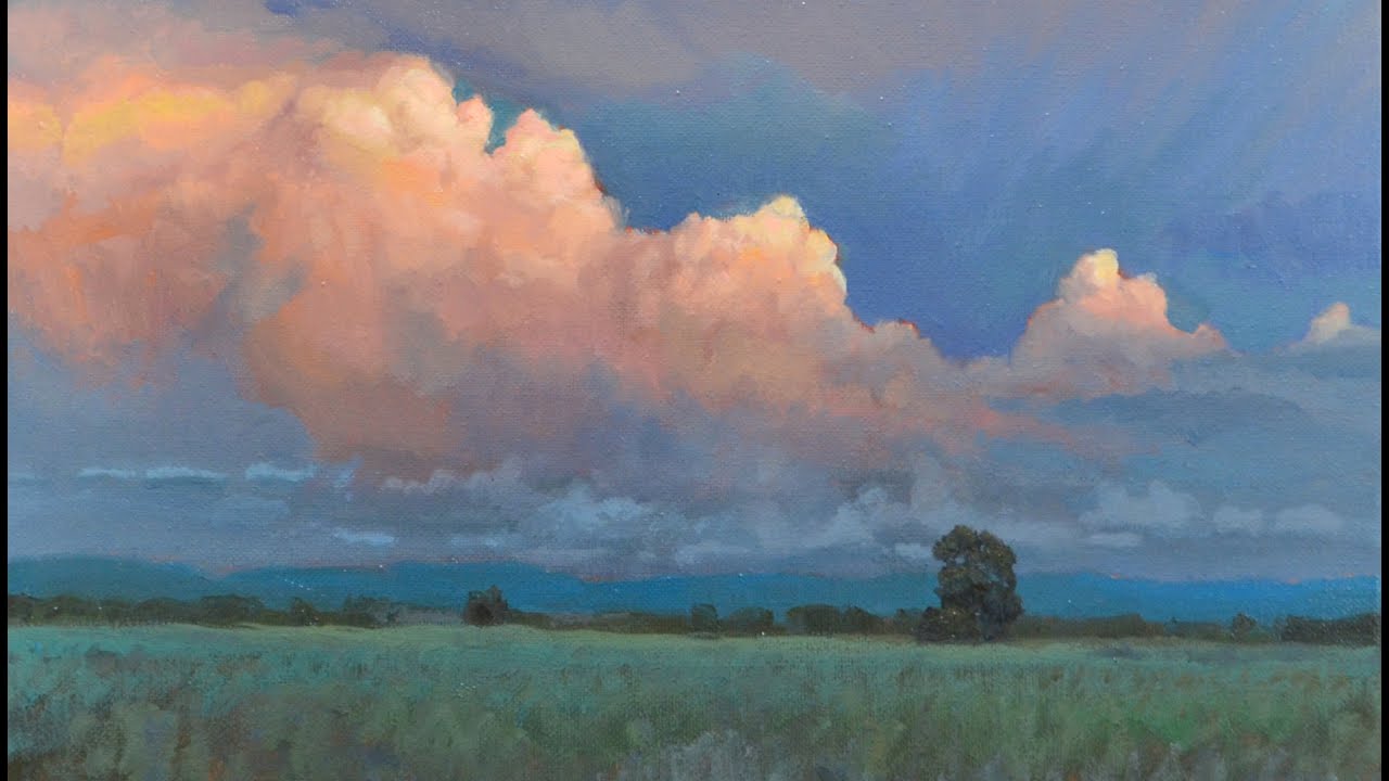 Realistic Sunset Cumulous Clouds | Oil Painting Demo and Tips