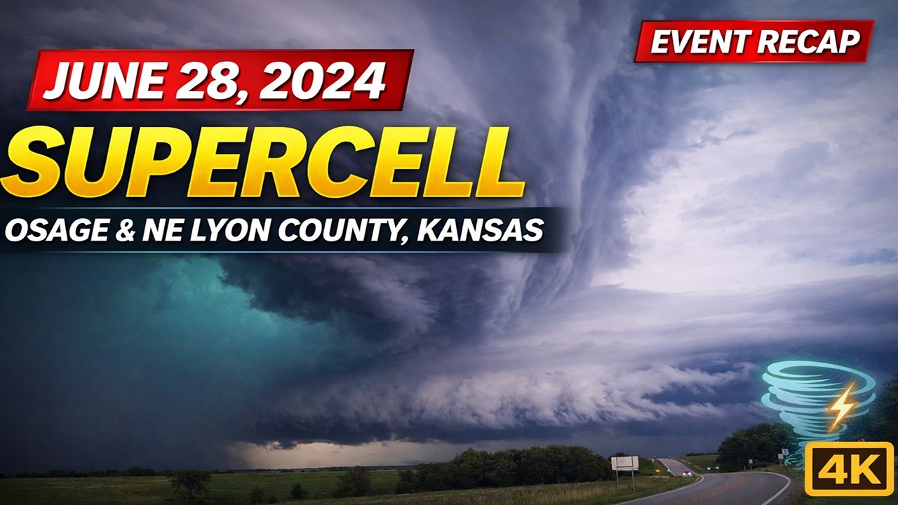🌪️ 6/28/24 Kansas Supercell Recap: 3 Brief Tornadoes | Emporia (US-56) to Osage Co, Kansas.
