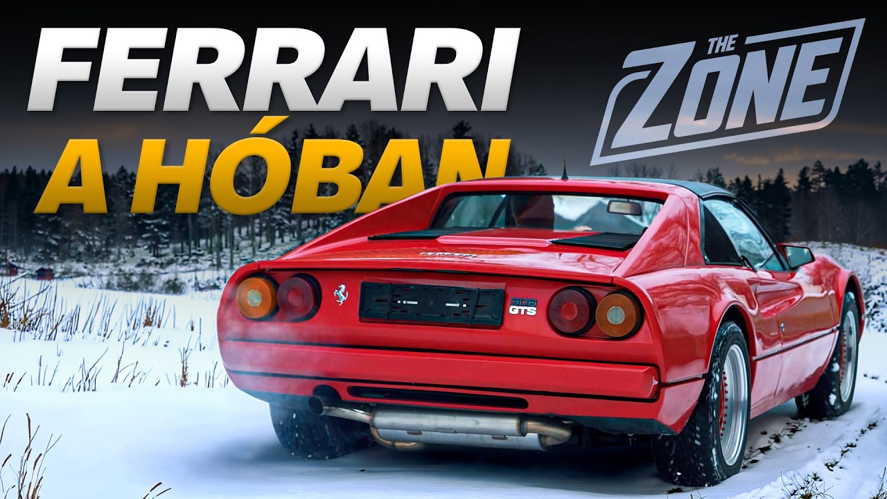 Ferrari 308 GTS (1978): Piros autó, fehér mezőben