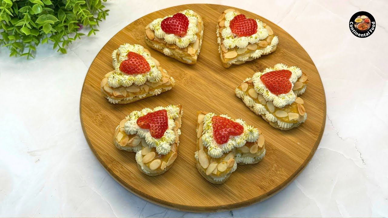 Strawberries & Cream Filled Puff Pastry Hearts Made Easy