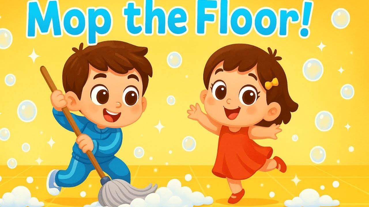 Mop the Floor! 🧽 | Fun Cleaning Song for Kids with Dance & Bubbles