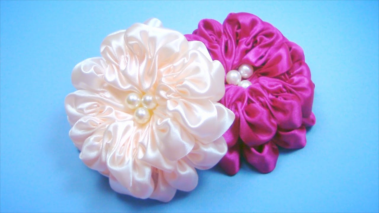 ПЫШНЫЙ ЦВЕТОК из атласной ленты. Мастер-класс / Satin Ribbon Flower Tutorial / ✿ NataliDoma