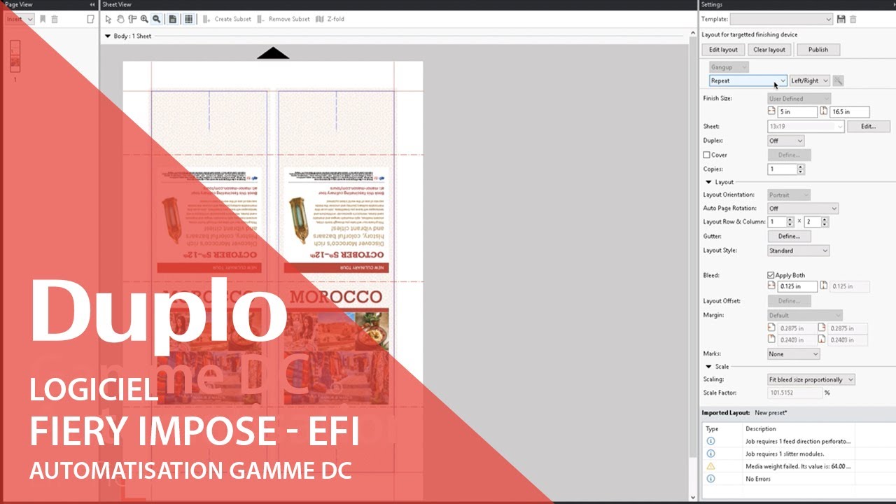 Imposition personnalis&eacute;e Fiery Impose avec la gamme DC de Duplo