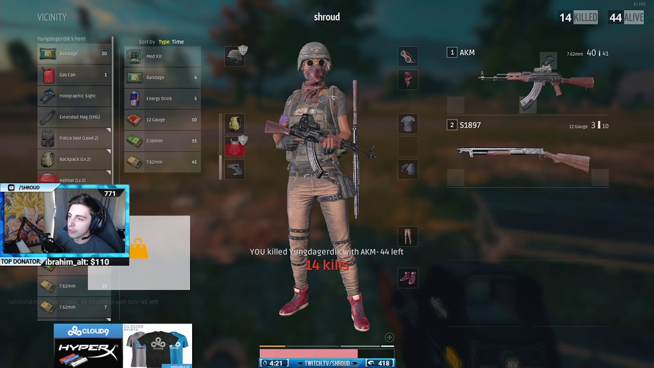 Shroud 34 Kill Game - Playerunknown's Battlegrounds