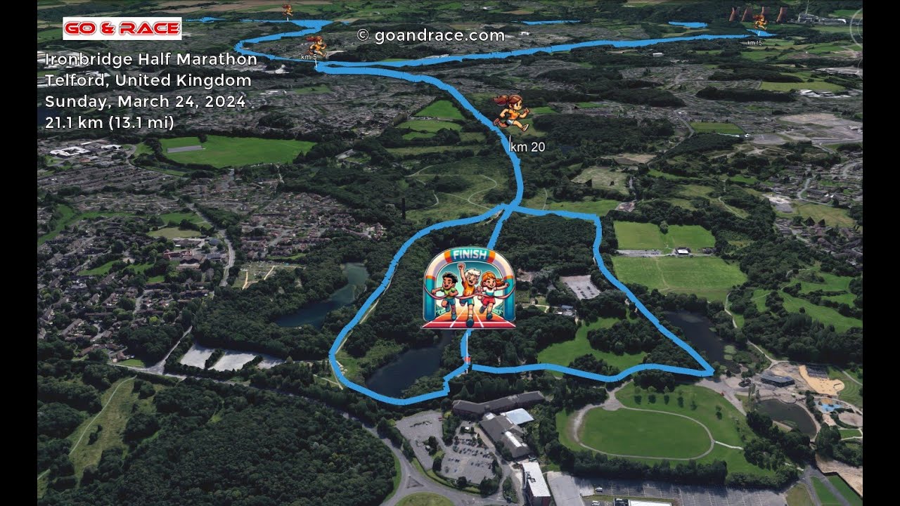 Ironbridge Half Marathon (2024): fly over the half-marathon 3D course map!