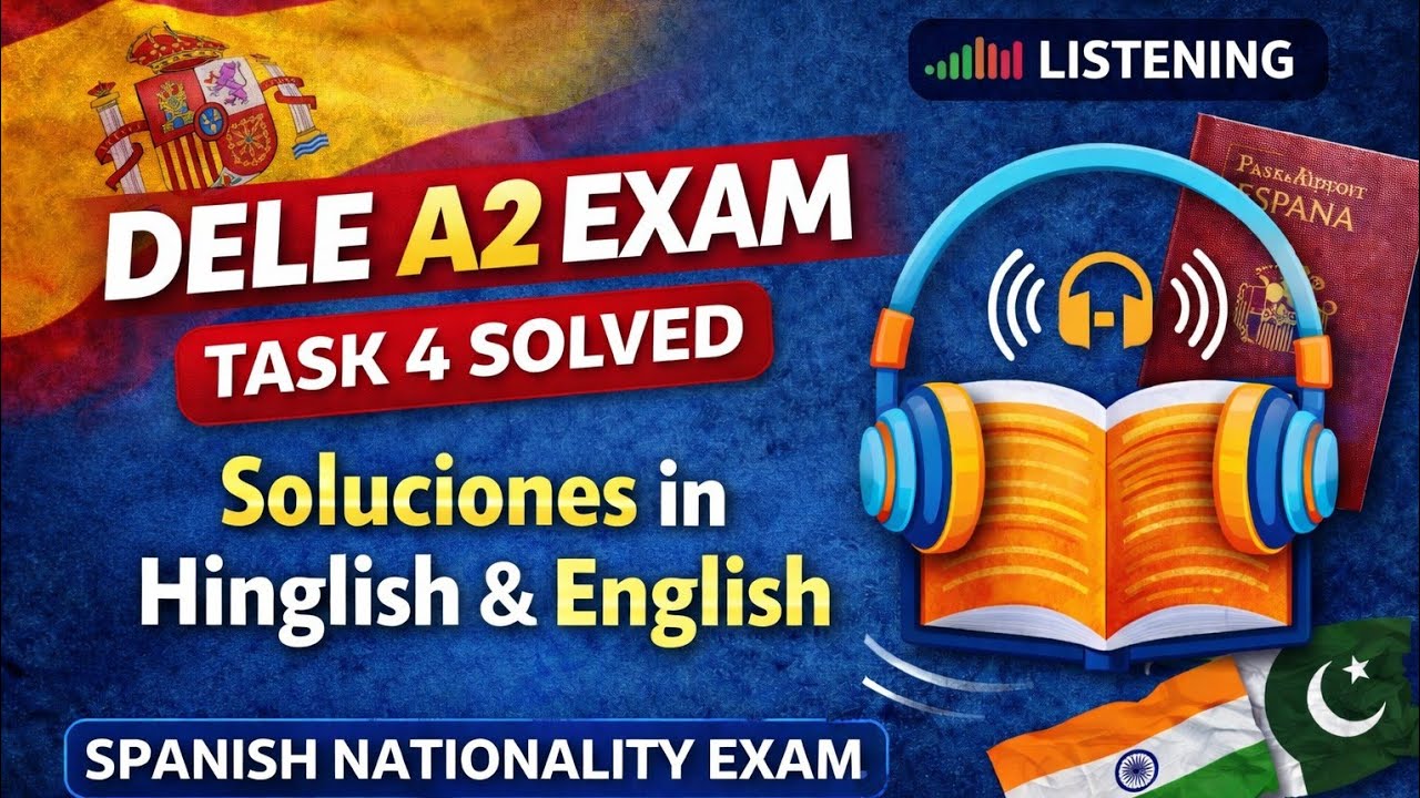 🎧 DELE A2 Listening Task 4 SOLVED!Spanish Nationality Exam preparation made EASY—punjabi,urdu, hindi
