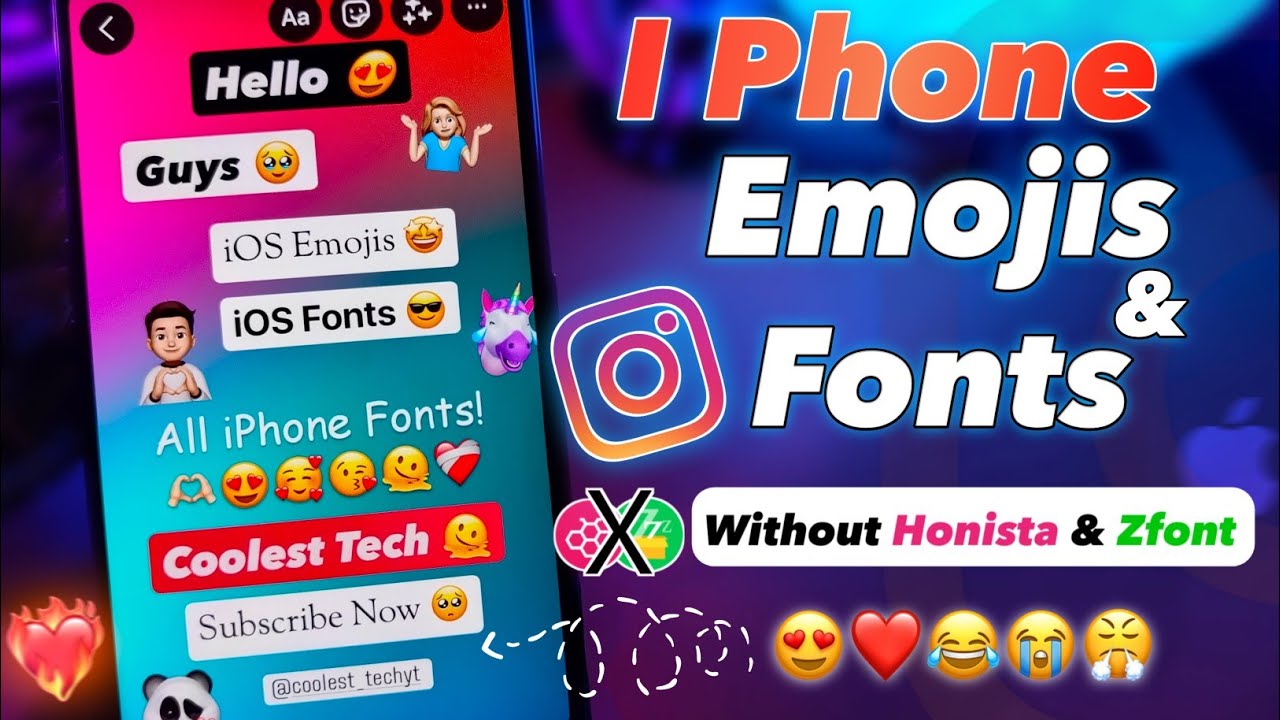iOS Emoji & Fonts On Instagram Story 🥳😍 I Phone Emojis+Fonts |Without Honista,Zfont