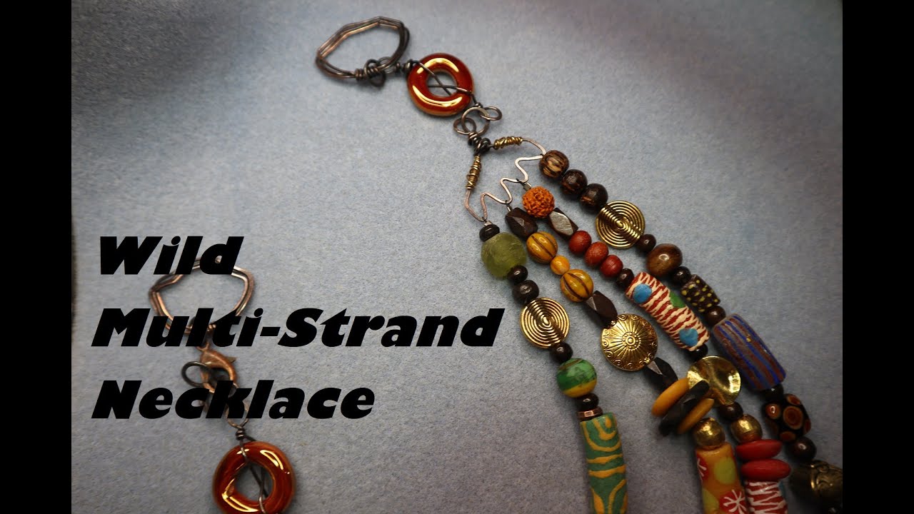 African Beads, Czech beads, Turquoise, and Wire wrapping in Multi-Strand Necklace - Not a Tutorial