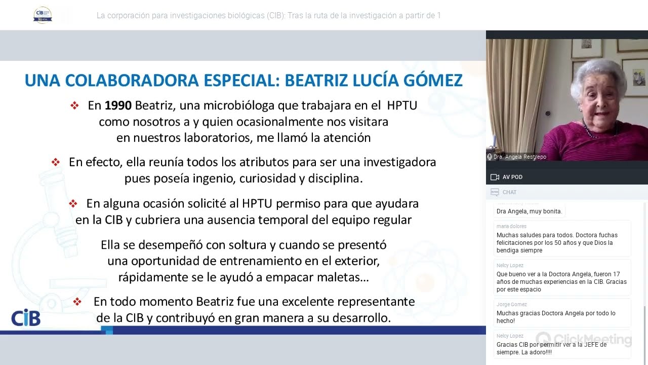 Dra. Ángela Restrepo Moreno: una vida dedicada a la ciencia y a la CIB