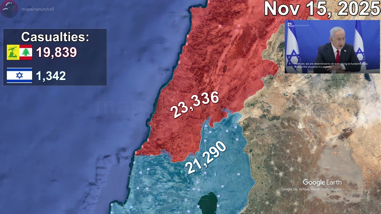 Israeli invasion of Lebanon: Every Day to August 1st, 2026 Mapped using Google Earth