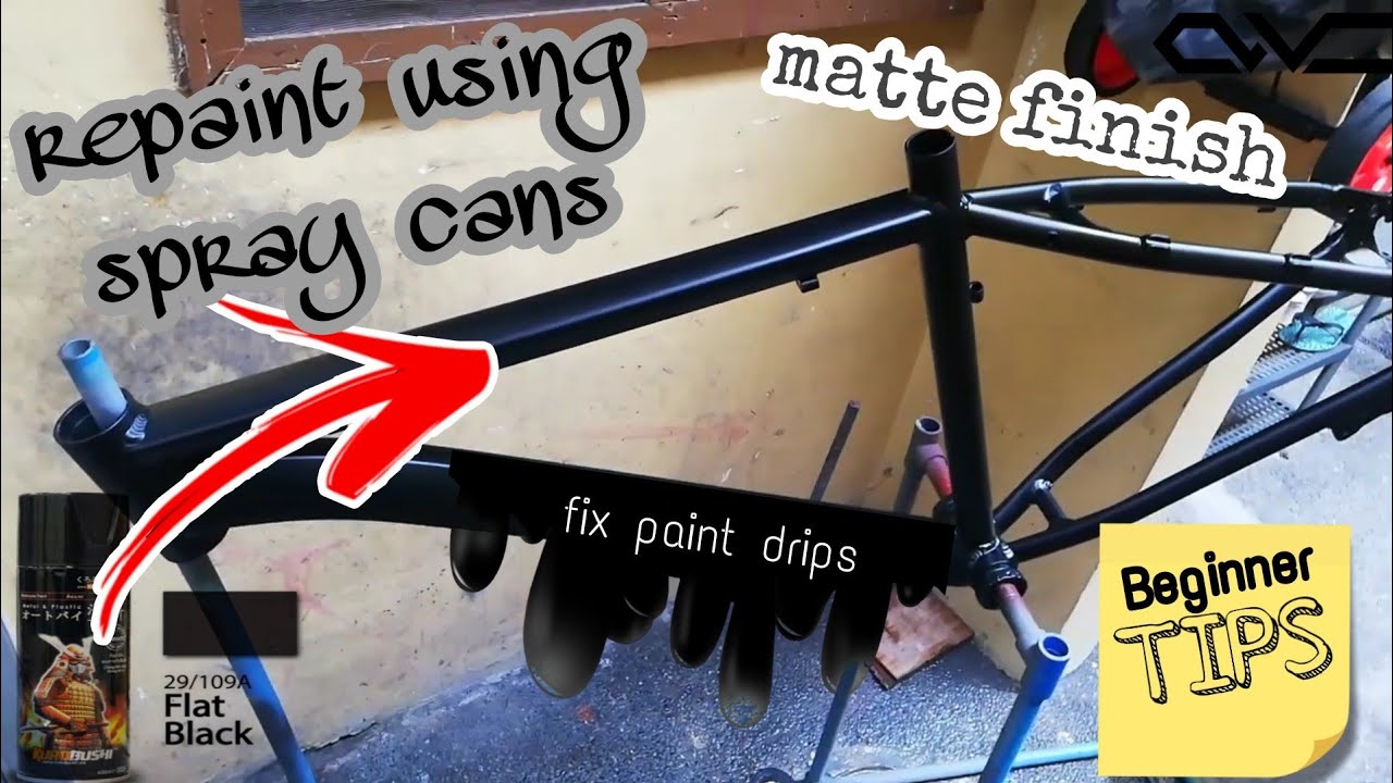 How To Paint Bicycle Frame Using Samurai Flat Black / How To Fix Paint Drips