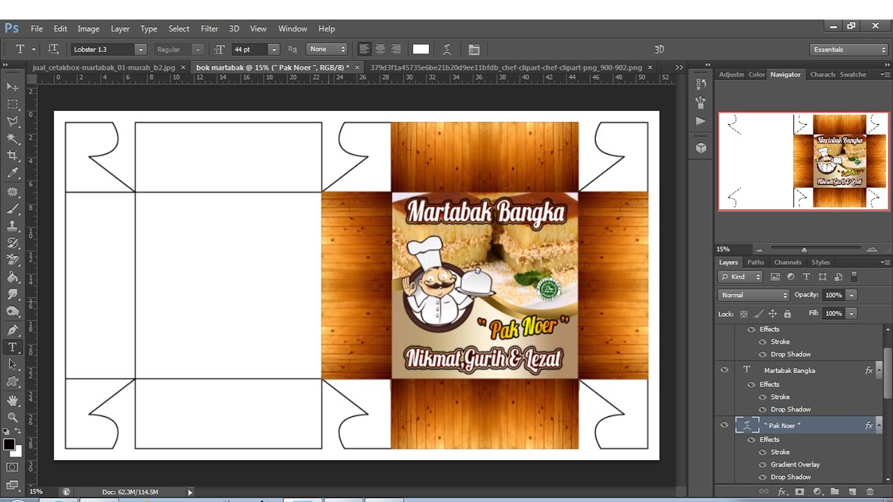 cara membuat desain bok kemasan martabak dengan photoshop