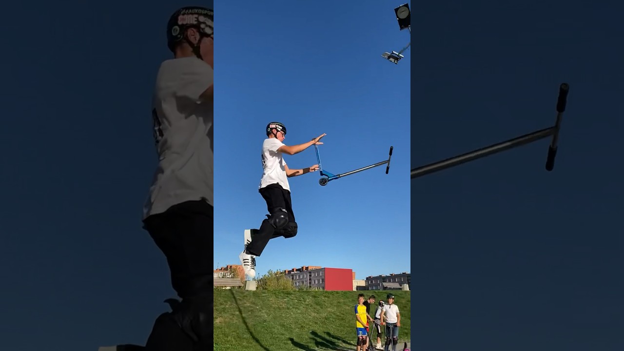 NOTHING FRONT SCOOTER FLIP !!! 🛴 (RAW CLIP) #scooter #skatepark #whip