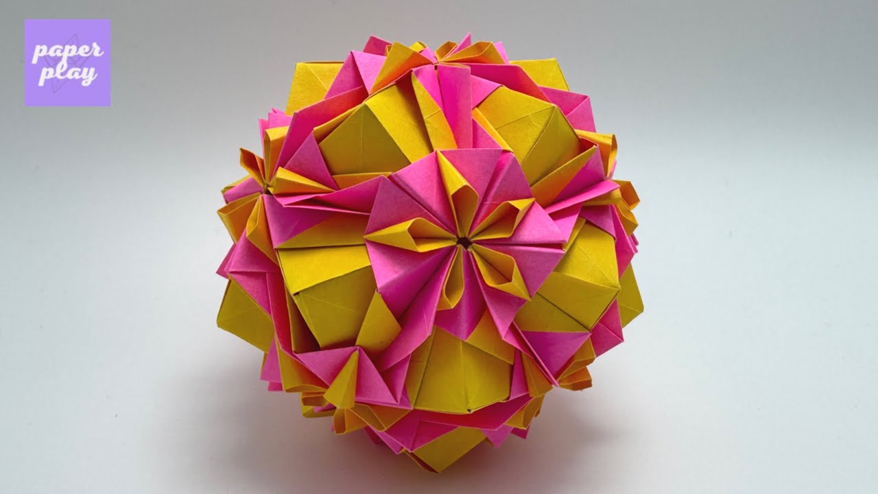 Modular Origami #196 –  Kusudama Polyhedron Ball |  꽃볼 다면체 종이접기